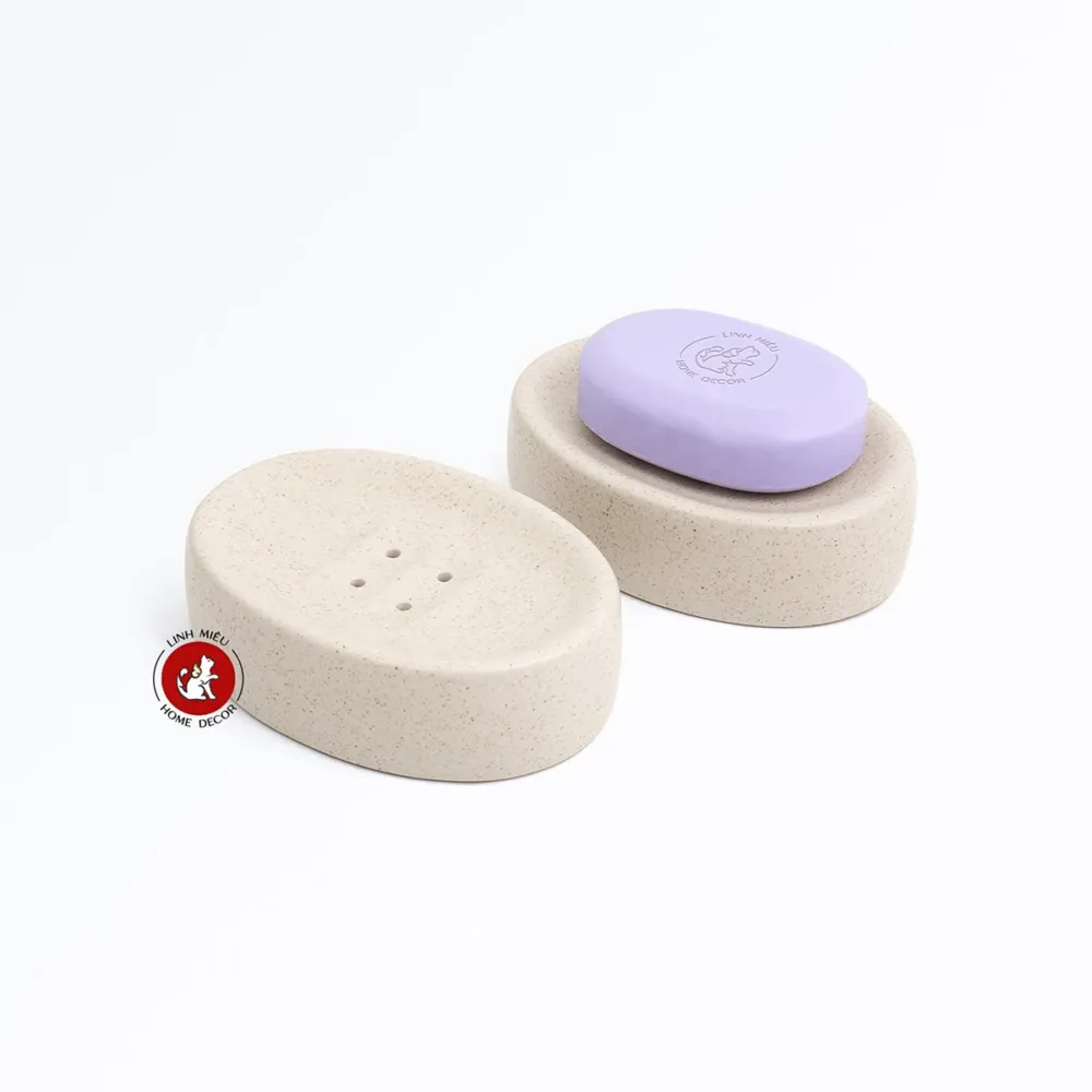 Đế đựng xà phòng có đáy thoát nước dáng oval cát chấm