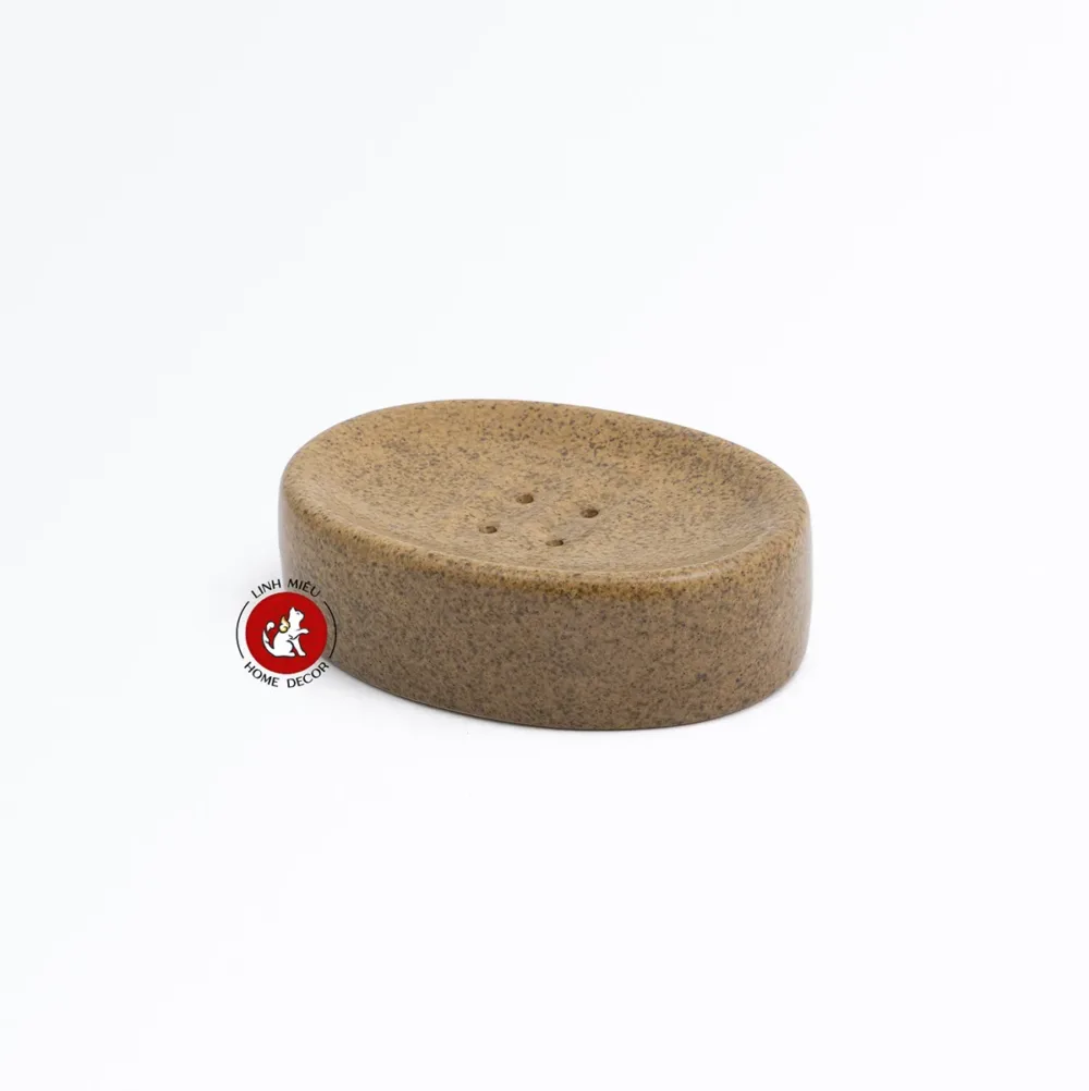 Đế đựng xà phòng có đáy thoát nước dáng oval nâu