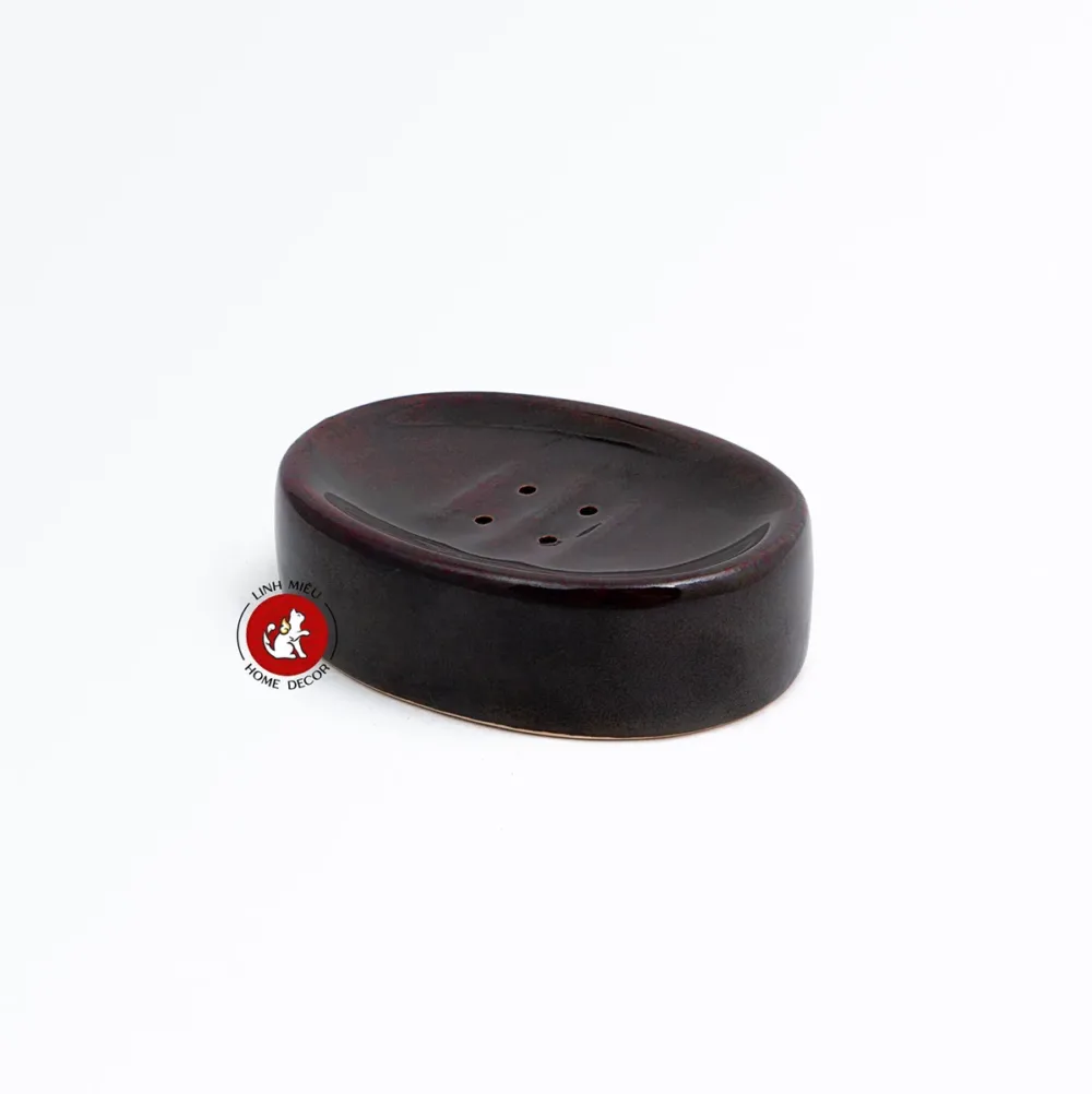 Đế đựng xà phòng có đáy thoát nước dáng oval đen