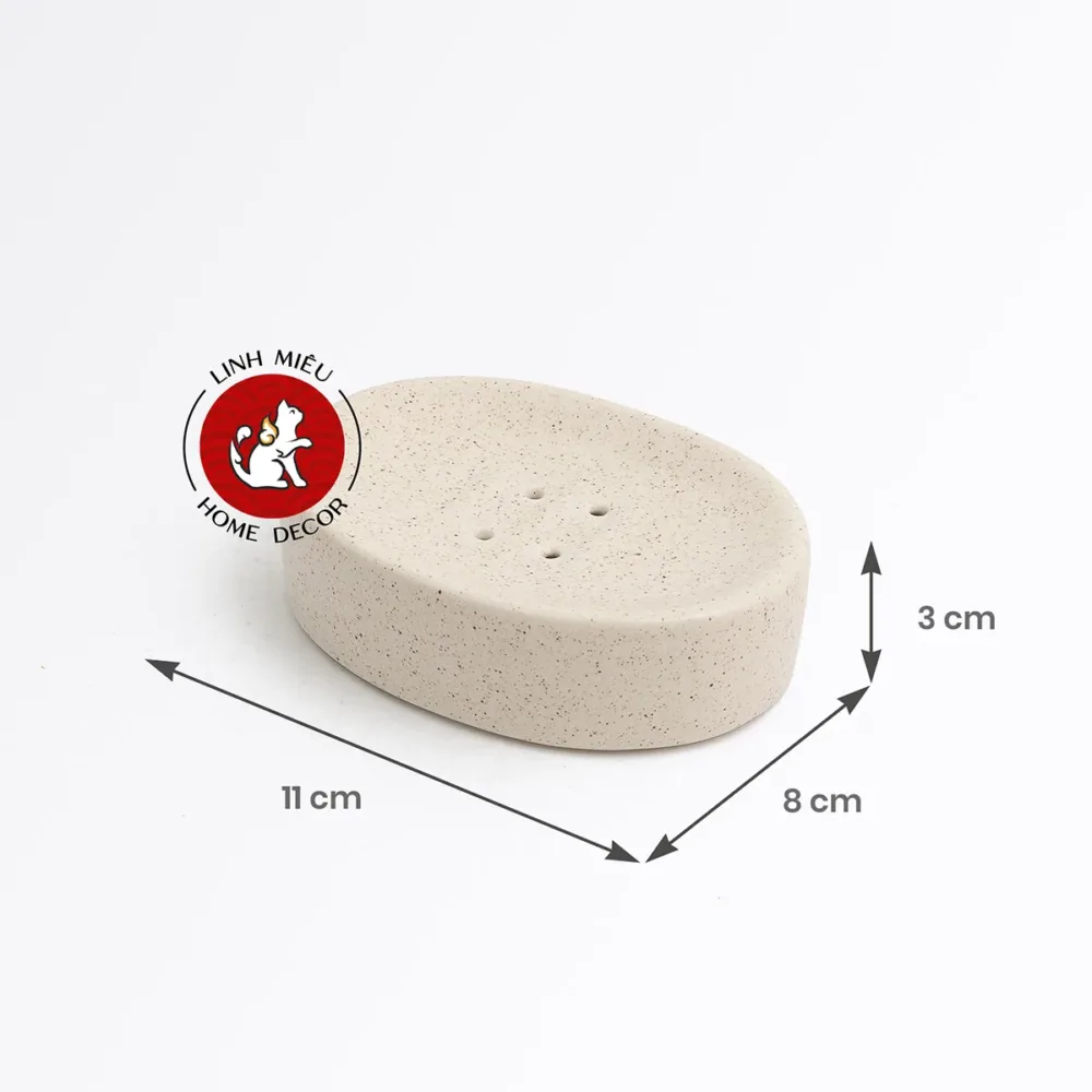 Đế đựng xà phòng có đáy thoát nước dáng oval cát chấm