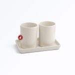 Combo 2 Cốc Trụ Sứ và Khay Sứ Chữ Nhật Cao Cấp Linh Miêu